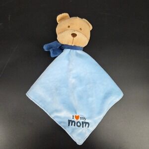 Child of Mine by Carters Baby Security Blanket Blue Bear I Love My Mom Lovey